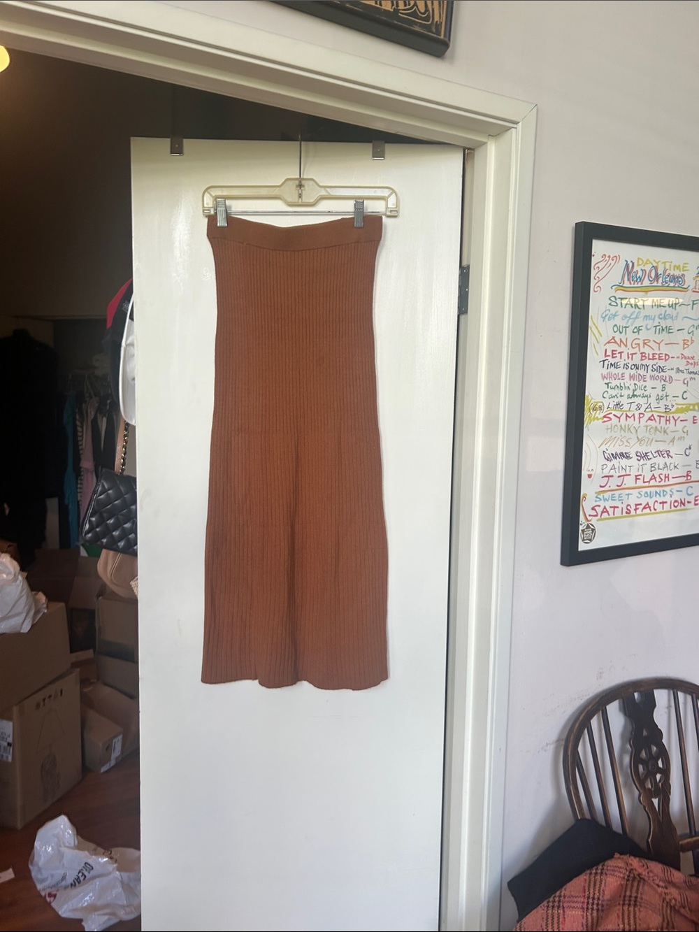 Modern Citizen Ribbed Maxi Skirt in Rust Brown